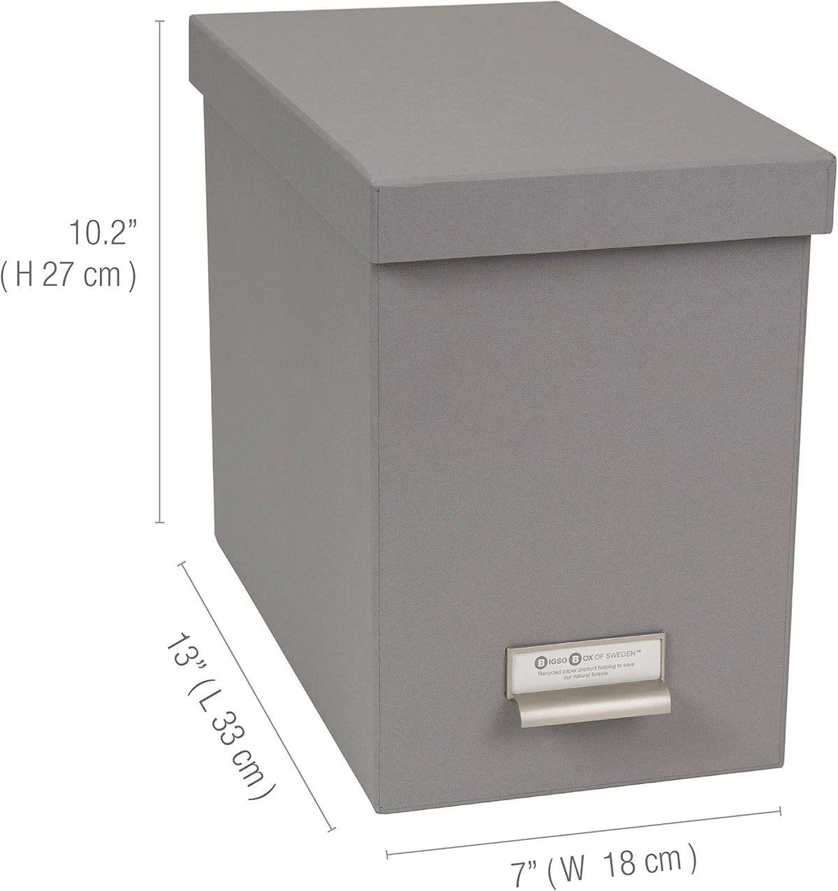John Fiberboard Label Frame Desktop File Storage Box - Document Organizer for Important Paperwork - Durable Hanging File Box with a Lid & Metal Label Window - 7.36 x 13.38 x 10.51 in - White