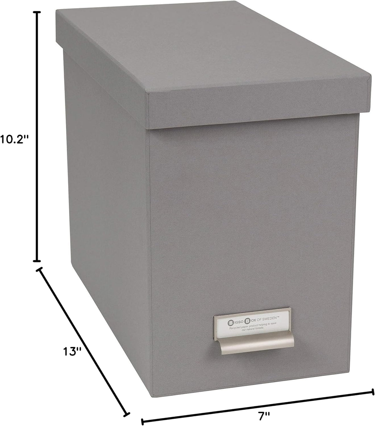 John Fiberboard Label Frame Desktop File Storage Box - Document Organizer for Important Paperwork - Durable Hanging File Box with a Lid & Metal Label Window - 7.36 x 13.38 x 10.51 in - White