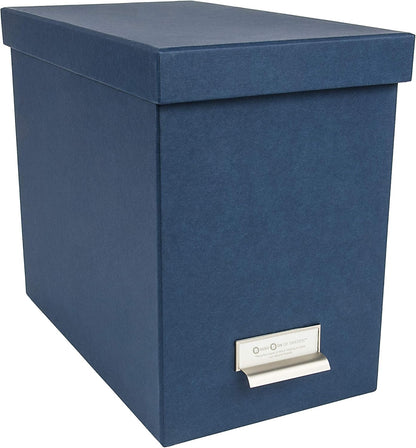 John Fiberboard Label Frame Desktop File Storage Box - Document Organizer for Important Paperwork - Durable Hanging File Box with a Lid & Metal Label Window - 7.36 x 13.38 x 10.51 in - White