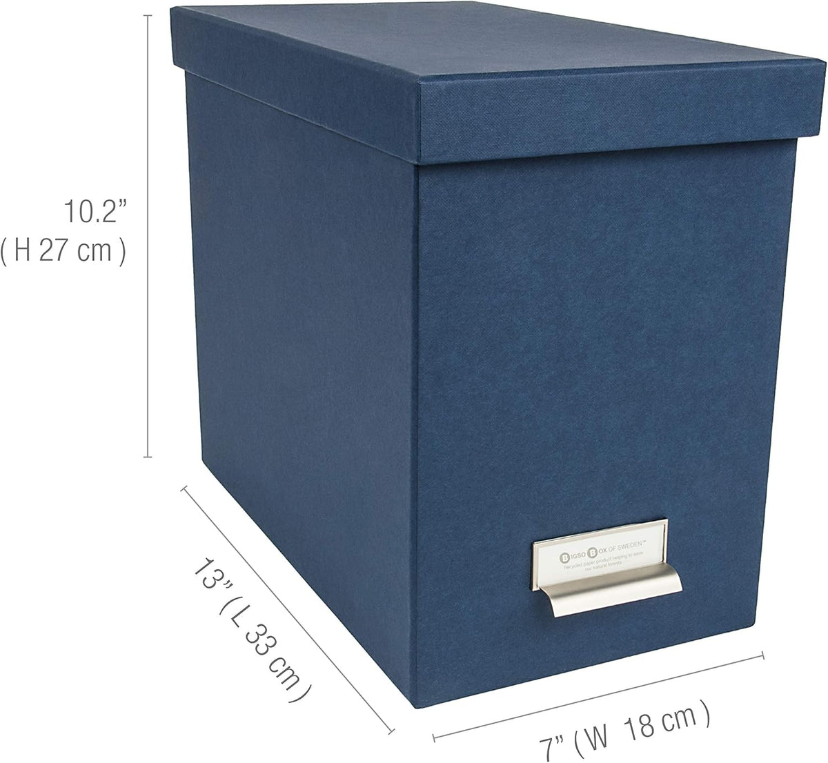 John Fiberboard Label Frame Desktop File Storage Box - Document Organizer for Important Paperwork - Durable Hanging File Box with a Lid & Metal Label Window - 7.36 x 13.38 x 10.51 in - White