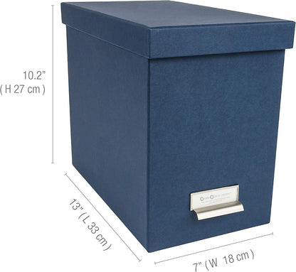 John Fiberboard Label Frame Desktop File Storage Box - Document Organizer for Important Paperwork - Durable Hanging File Box with a Lid & Metal Label Window - 7.36 x 13.38 x 10.51 in - White