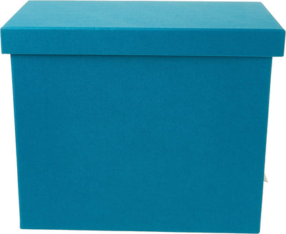 John Fiberboard Label Frame Desktop File Storage Box - Document Organizer for Important Paperwork - Durable Hanging File Box with a Lid & Metal Label Window - 7.36 x 13.38 x 10.51 in - White