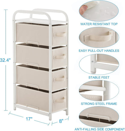 Dresser Storage with 3 Drawers, Fabric Dresser Tower, Vertical Storage Unit for Bedroom, Closet, Office, Black