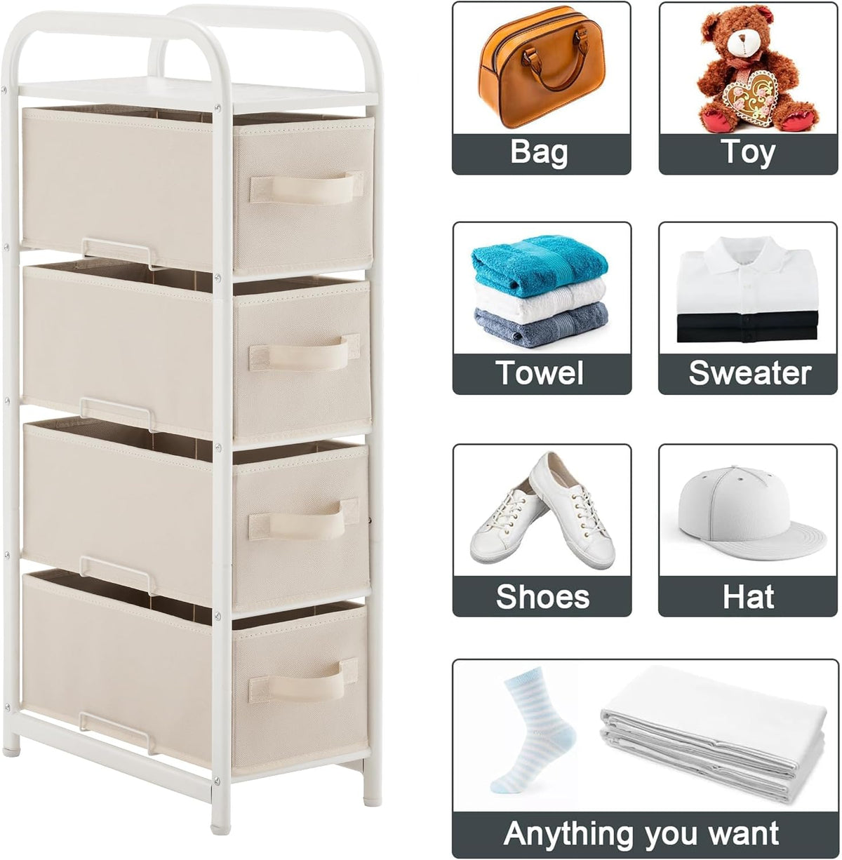 Dresser Storage with 3 Drawers, Fabric Dresser Tower, Vertical Storage Unit for Bedroom, Closet, Office, Black