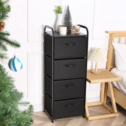 Dresser Storage with 3 Drawers, Fabric Dresser Tower, Vertical Storage Unit for Bedroom, Closet, Office, Black