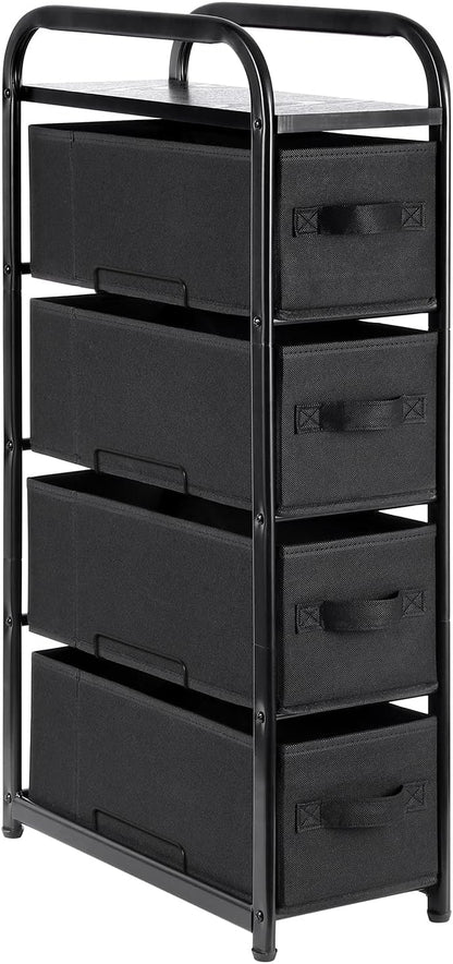 Dresser Storage with 3 Drawers, Fabric Dresser Tower, Vertical Storage Unit for Bedroom, Closet, Office, Black