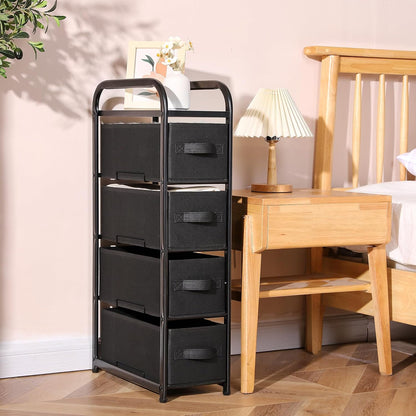 Dresser Storage with 3 Drawers, Fabric Dresser Tower, Vertical Storage Unit for Bedroom, Closet, Office, Black