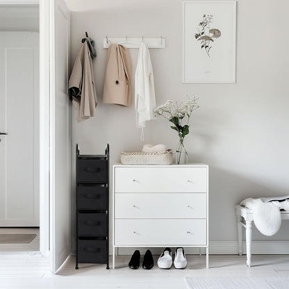 Dresser Storage with 3 Drawers, Fabric Dresser Tower, Vertical Storage Unit for Bedroom, Closet, Office, Black