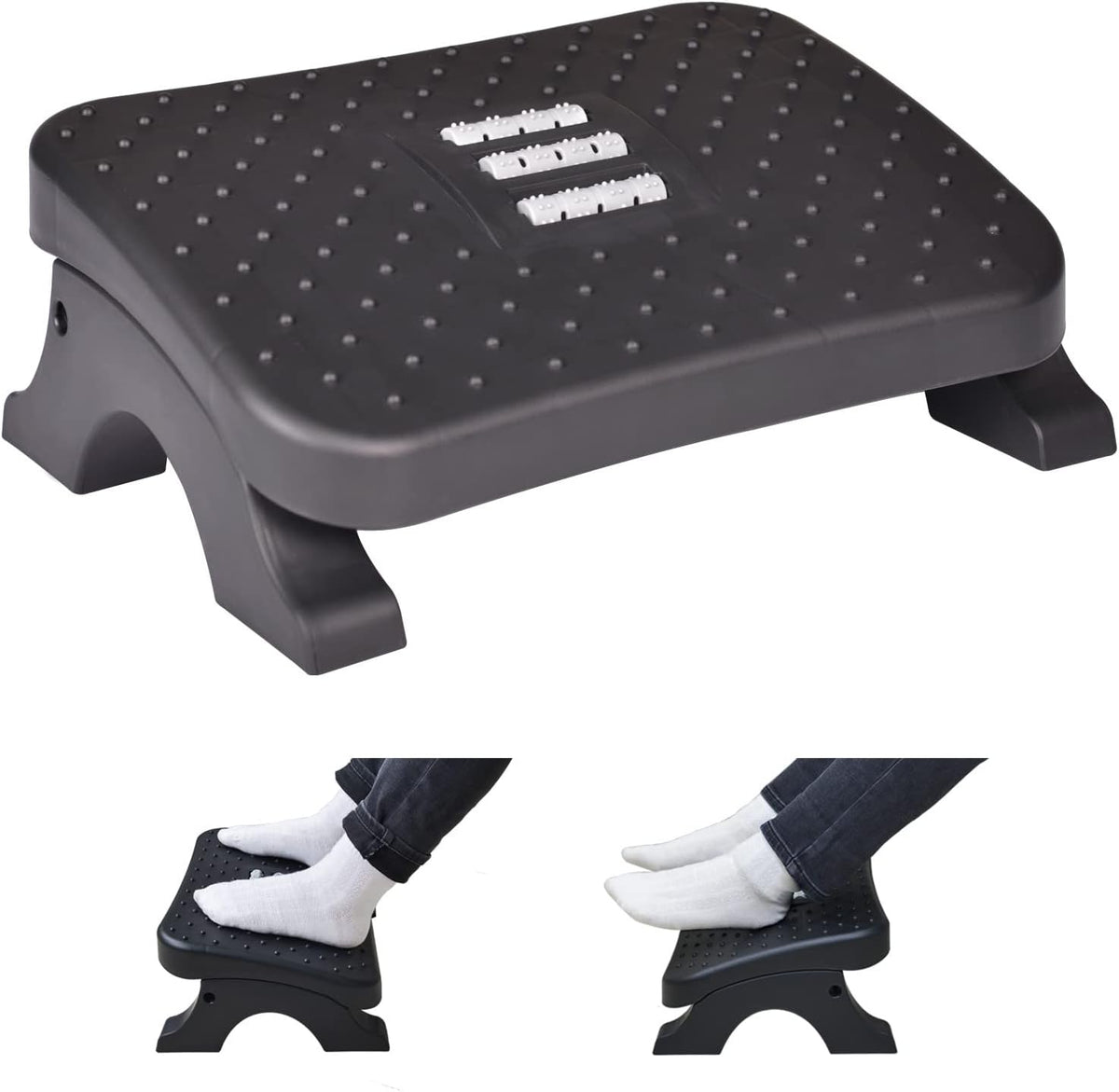 Under Desk Footrest,Ergonomic Footrest with Massage Rollers for Home Office