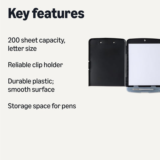 High Capacity Nursing Clipboard with Storage and Pen Holder, 14.37 x 9.84 x 1.49 inches, Black
