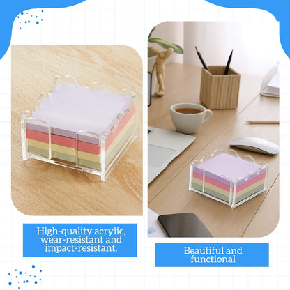 3x3 Inch Scalloped Acrylic Sticky Note Holder, Clear Cute Note Dispenser
