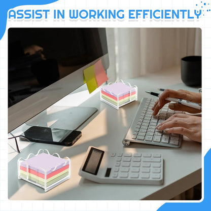 3x3 Inch Scalloped Acrylic Sticky Note Holder, Clear Cute Note Dispenser