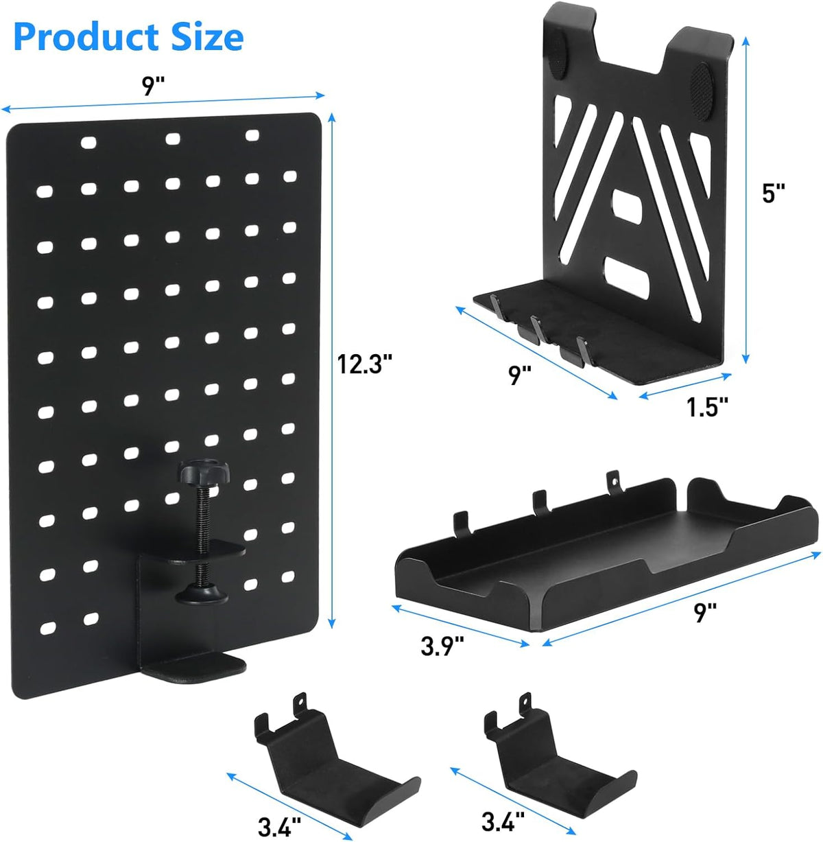Desk Side Storage, Under Desk Laptop Mount, Table Side Hanging File Organizer, No Drill Clamp On Cable Management Tray, Laptop Holder with Magnetic Pen Holder for Office and Home, Load 22 Lbs