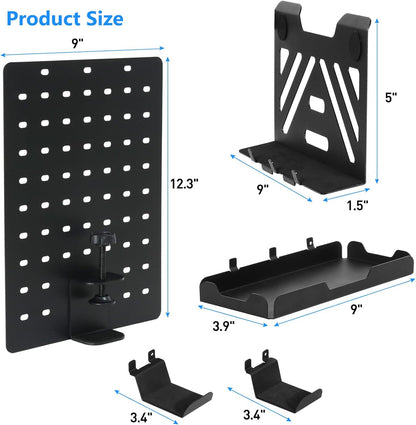 Desk Side Storage, Under Desk Laptop Mount, Table Side Hanging File Organizer, No Drill Clamp On Cable Management Tray, Laptop Holder with Magnetic Pen Holder for Office and Home, Load 22 Lbs