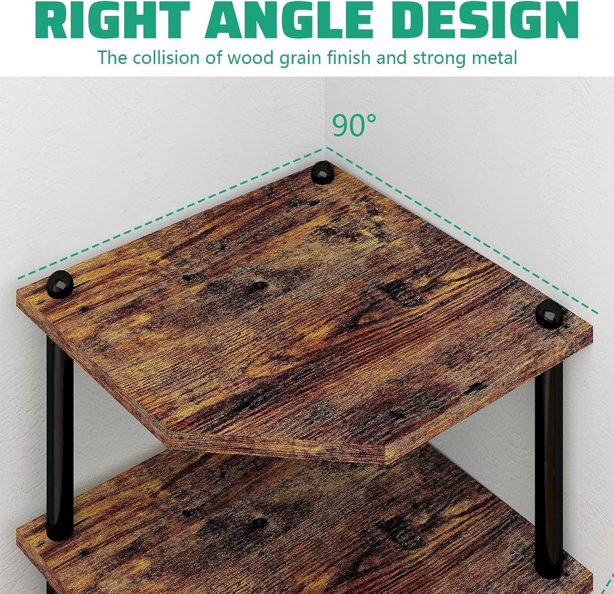 Corner Shelf Stand for Desk - 90° Corner Design to Free Up Desktop