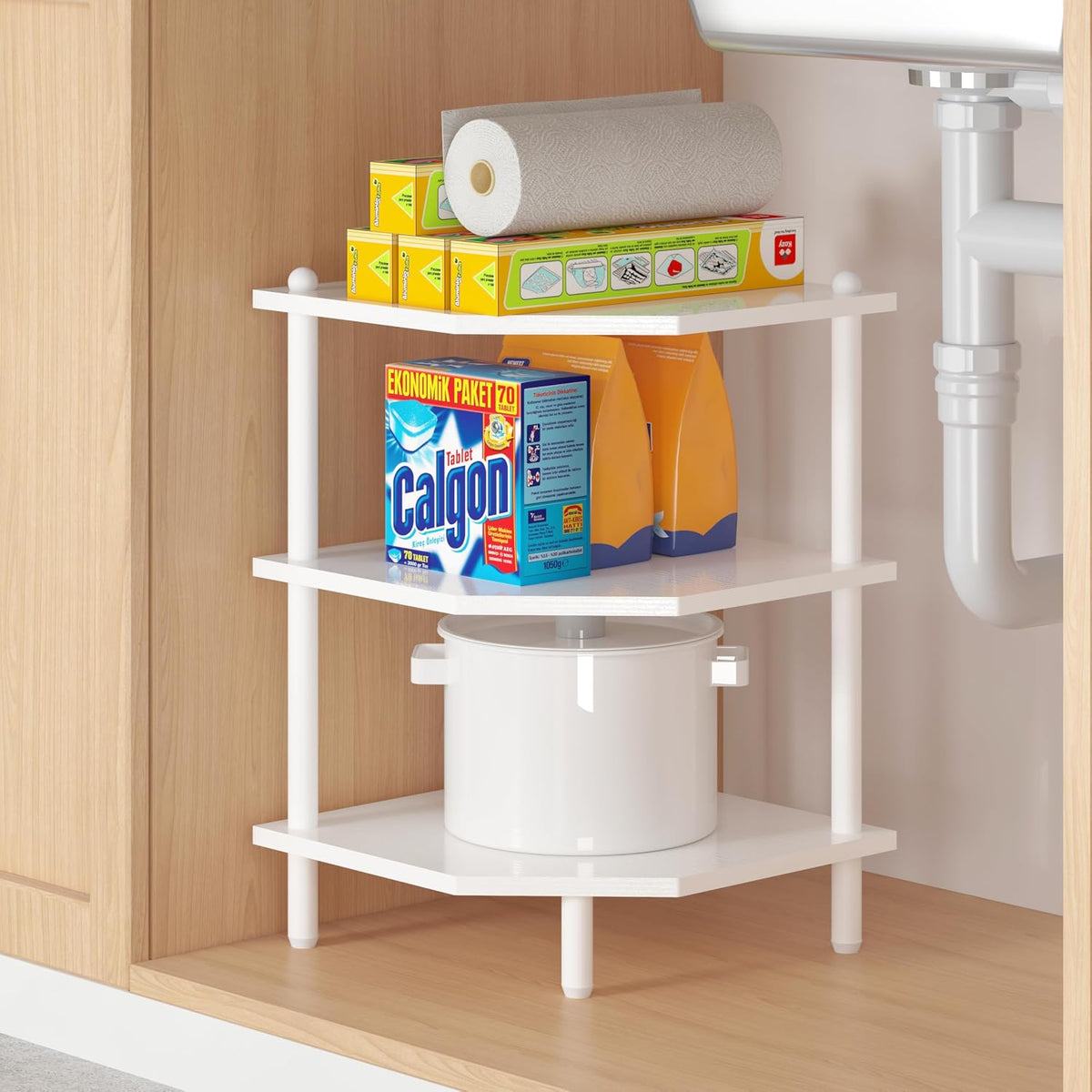 Corner Shelf Stand for Desk - 90° Corner Design to Free Up Desktop