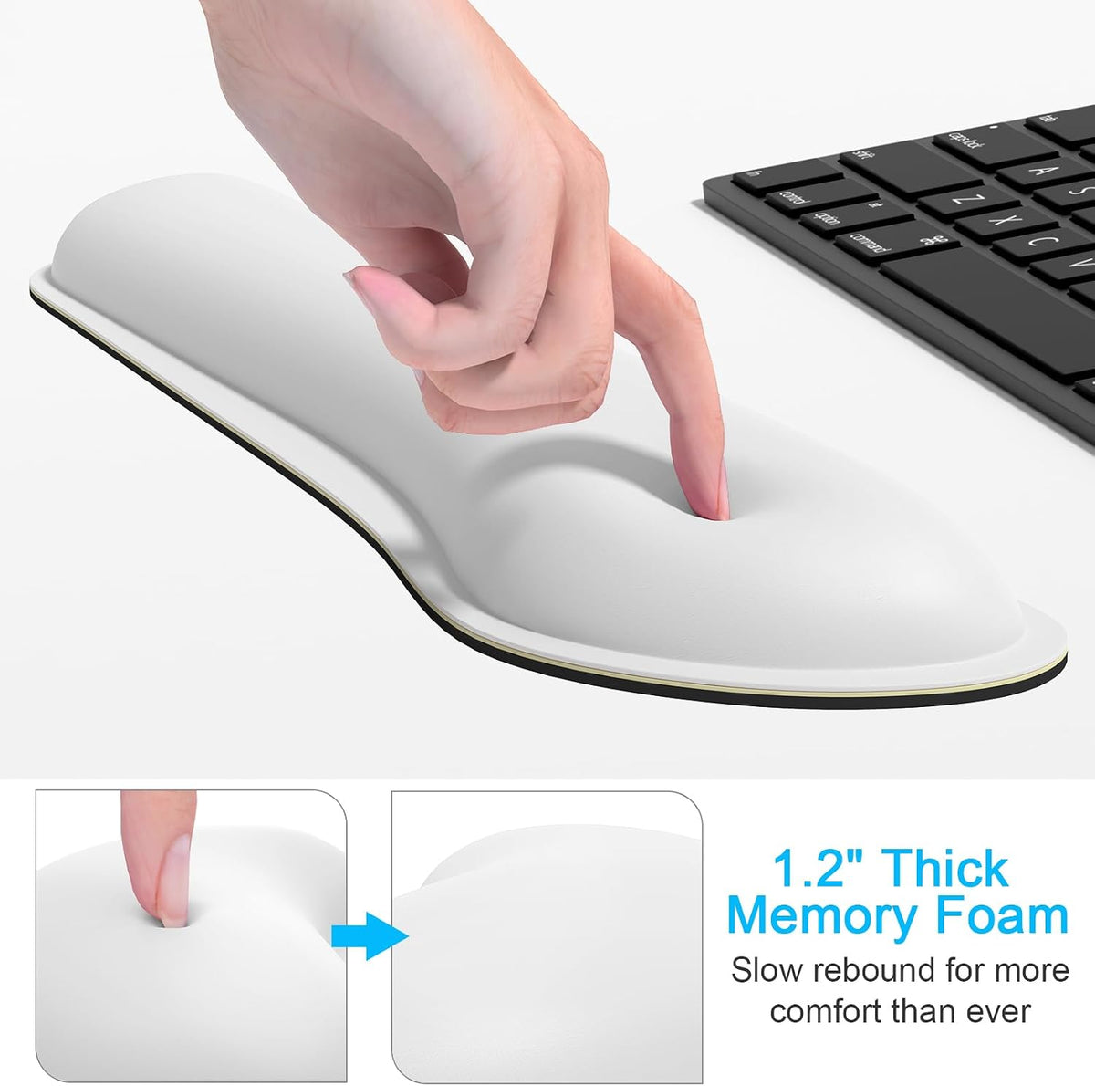 Mouse Wrist Rest, Ergonomic Memory Foam Mouse Wrist for Computer Desk Mats Support, PU Leather Hand Rest Pad Cushion for Gaming, Laptop, Men, Women, Pain Relief & Easy Typing, Black