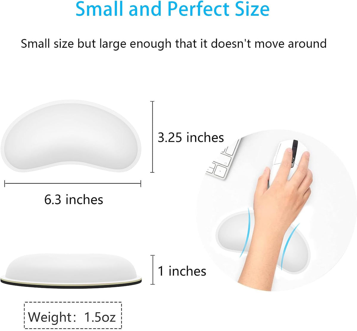 Mouse Wrist Rest, Ergonomic Memory Foam Mouse Wrist for Computer Desk Mats Support, PU Leather Hand Rest Pad Cushion for Gaming, Laptop, Men, Women, Pain Relief & Easy Typing, Black