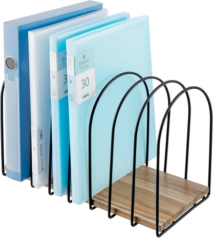 MyGift Large Desktop Document Holder, Black Metal Wire File Folder Organizer Rack with 8-Slots and Arch Design