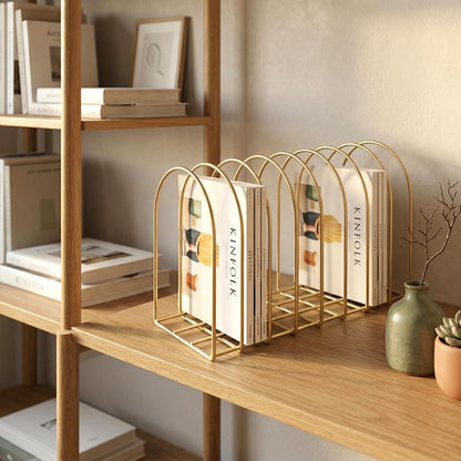 MyGift Large Desktop Document Holder, Black Metal Wire File Folder Organizer Rack with 8-Slots and Arch Design