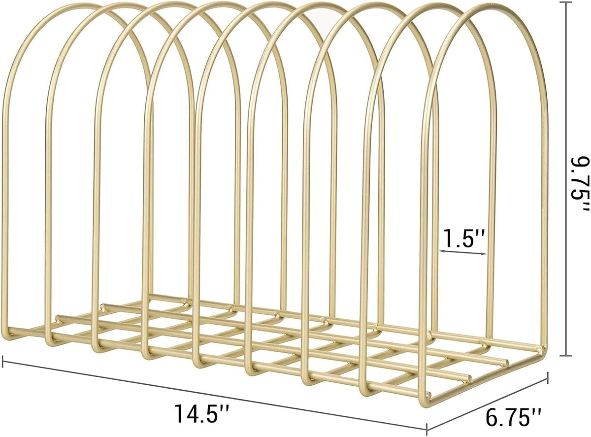 MyGift Large Desktop Document Holder, Black Metal Wire File Folder Organizer Rack with 8-Slots and Arch Design