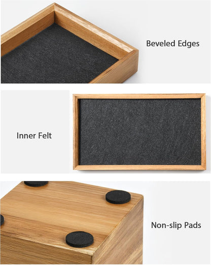 Wooden Desk Organizer Tray, Pencil Holder with Felt Lining