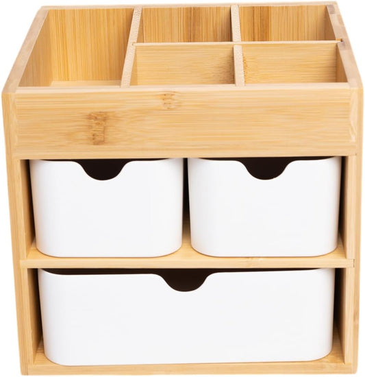 Small Bamboo Makeup Organizer（5.7" D x 8" W x 7.5" H）