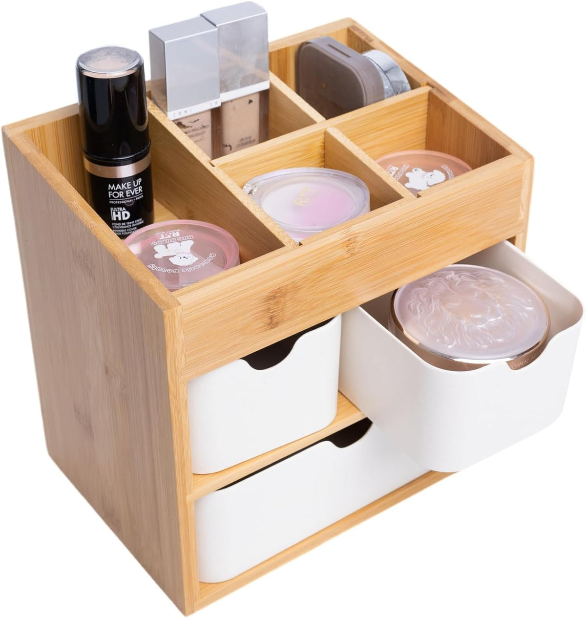 Small Bamboo Makeup Organizer（5.7" D x 8" W x 7.5" H）