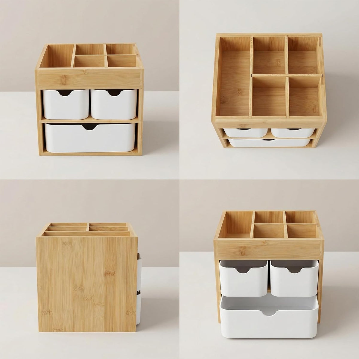 Small Bamboo Makeup Organizer（5.7" D x 8" W x 7.5" H）