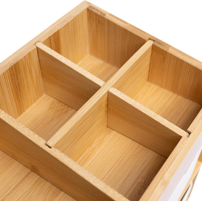 Small Bamboo Makeup Organizer（5.7" D x 8" W x 7.5" H）