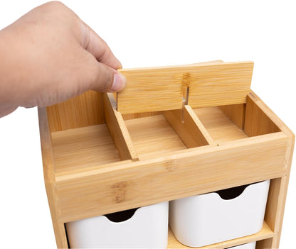 Small Bamboo Makeup Organizer（5.7" D x 8" W x 7.5" H）