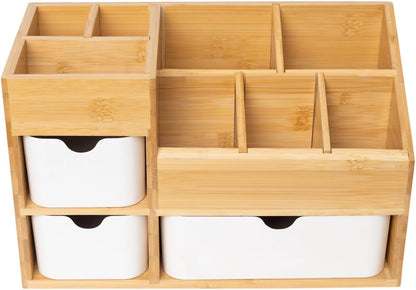 Small Bamboo Makeup Organizer（5.7" D x 8" W x 7.5" H）