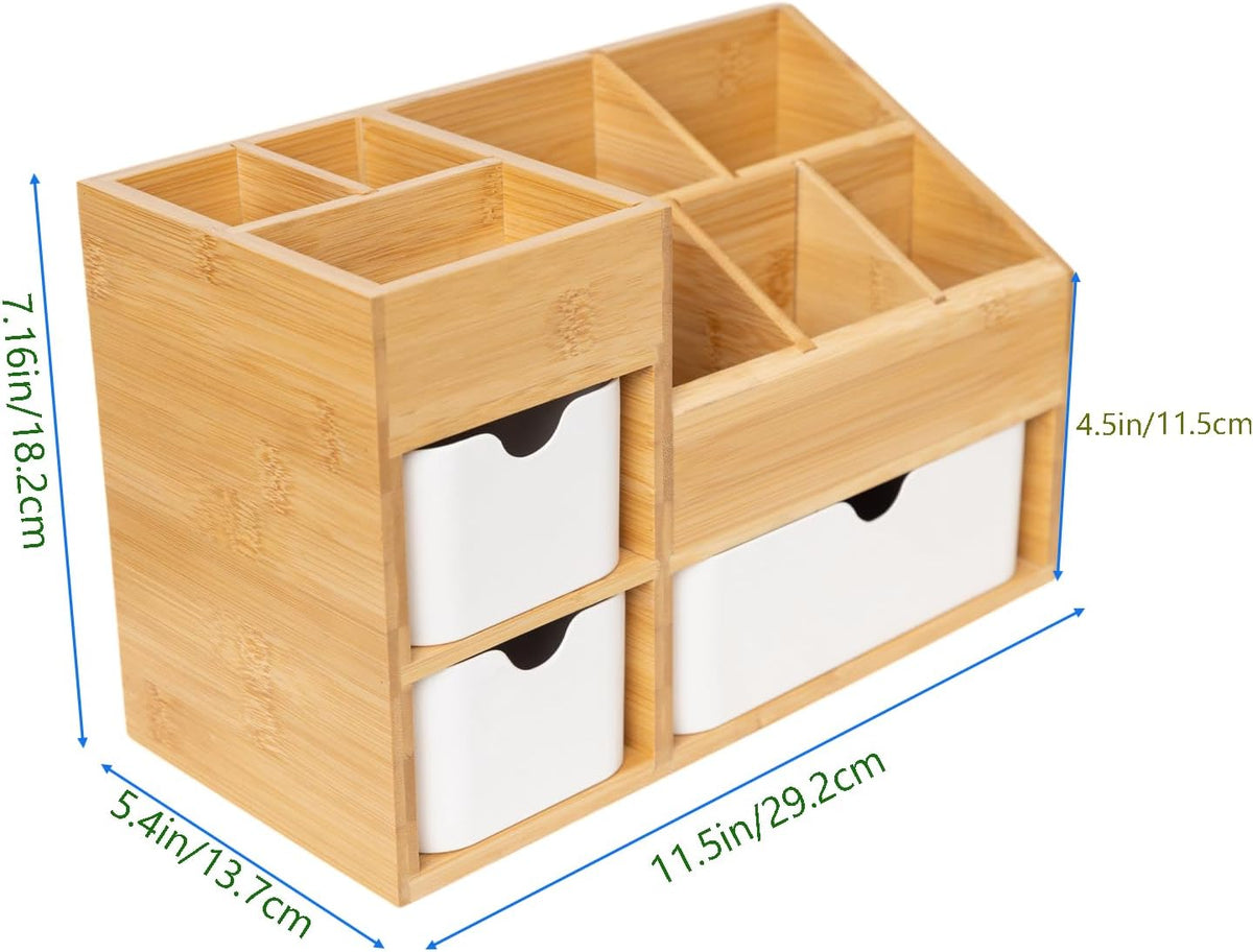 Small Bamboo Makeup Organizer（5.7" D x 8" W x 7.5" H）
