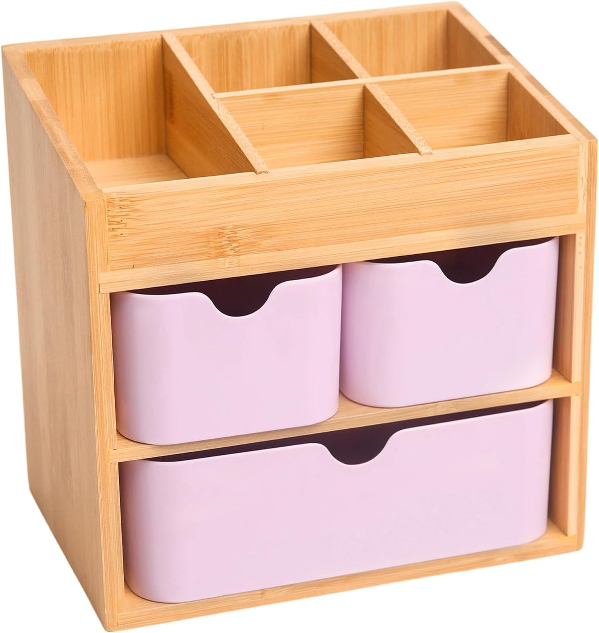 Small Bamboo Makeup Organizer（5.7" D x 8" W x 7.5" H）