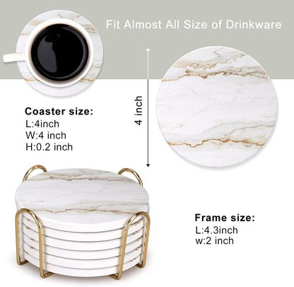 Coasters Set of 6 with Holder for Dining Table Decor Absorbent Coasters