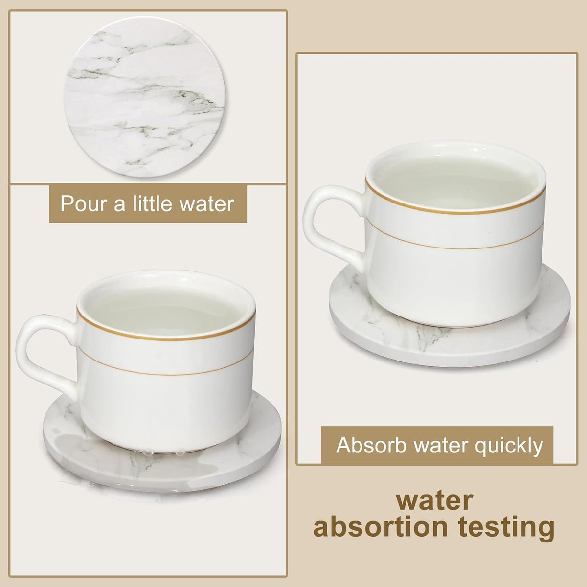 Coasters Set of 6 with Holder for Dining Table Decor Absorbent Coasters