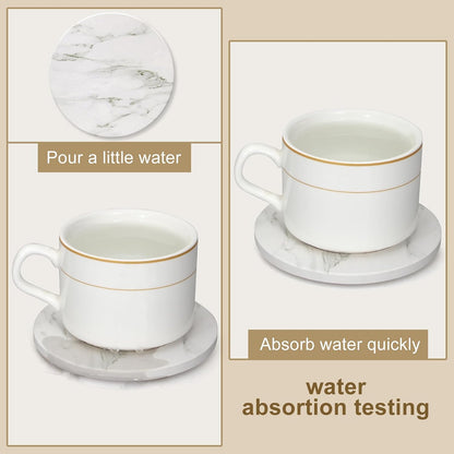 Coasters Set of 6 with Holder for Dining Table Decor Absorbent Coasters