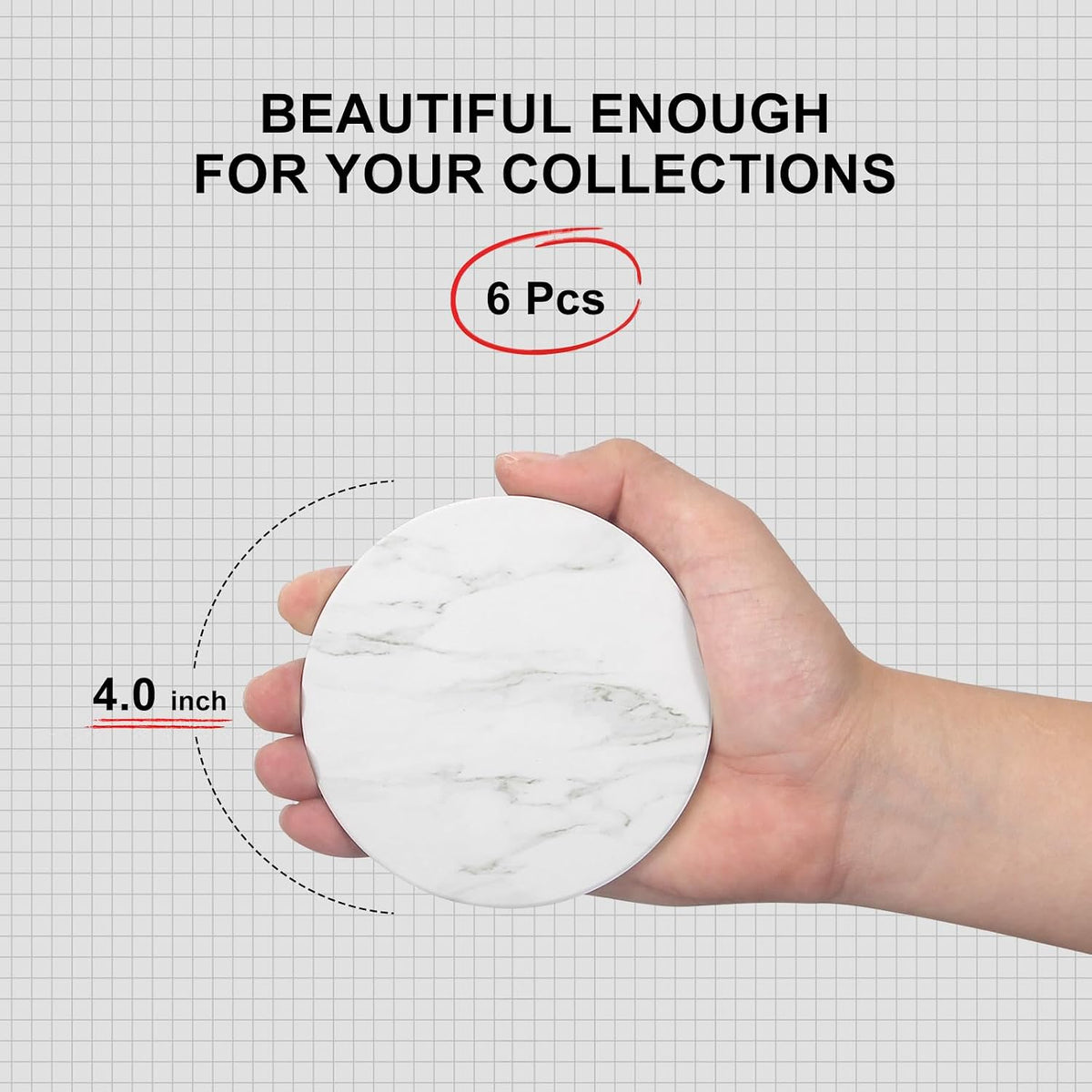 Coasters Set of 6 with Holder for Dining Table Decor Absorbent Coasters