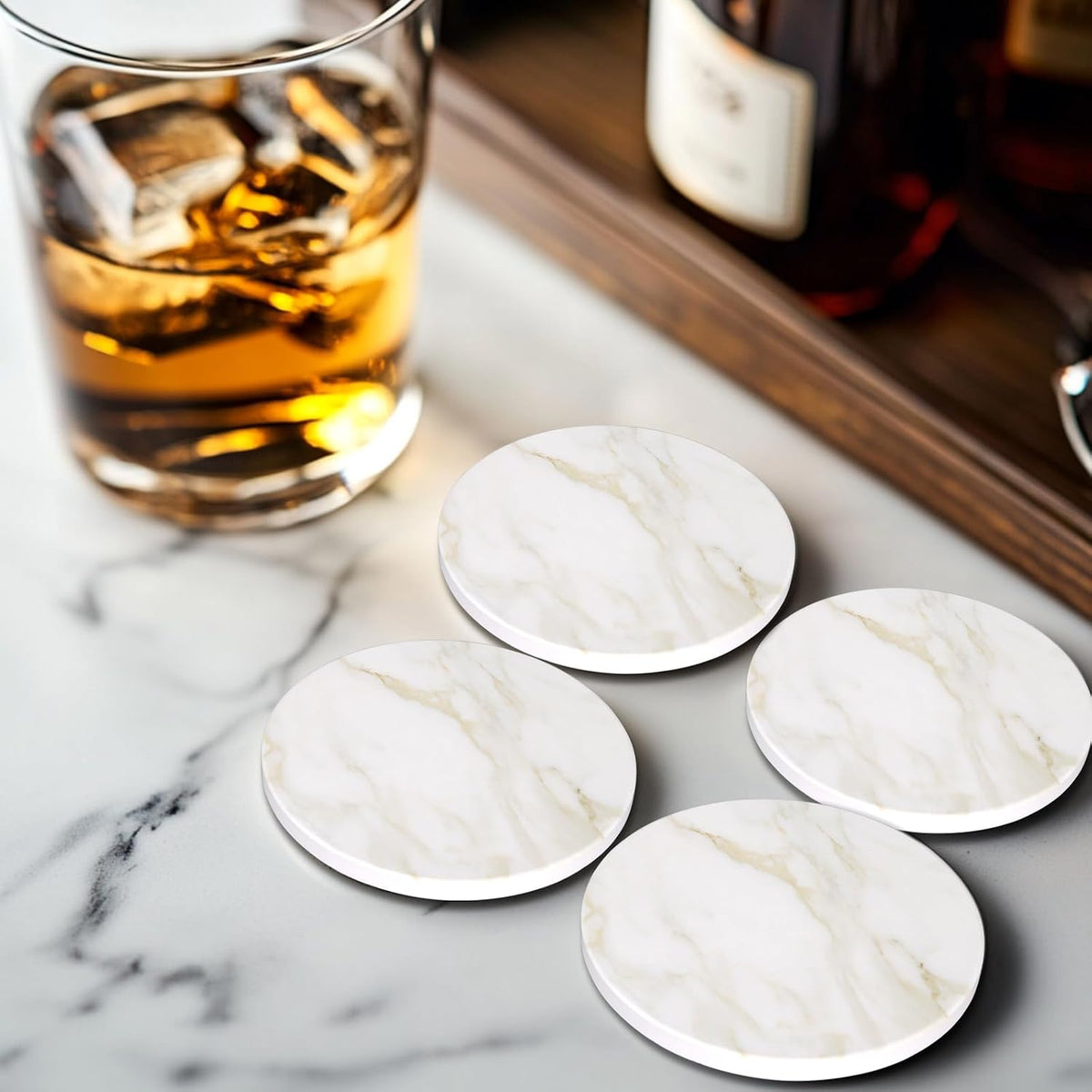 Coasters Set of 6 with Holder for Dining Table Decor Absorbent Coasters