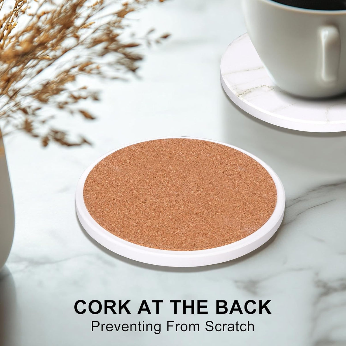 Coasters Set of 6 with Holder for Dining Table Decor Absorbent Coasters
