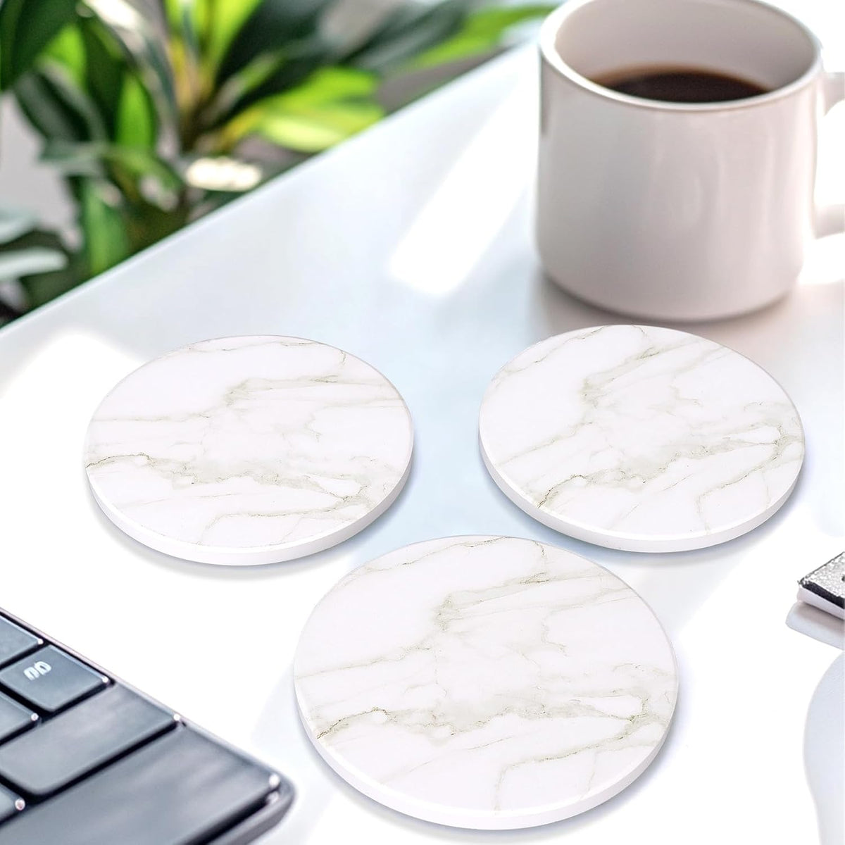 Coasters Set of 6 with Holder for Dining Table Decor Absorbent Coasters