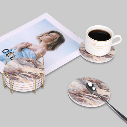 Coasters Set of 6 with Holder for Dining Table Decor Absorbent Coasters