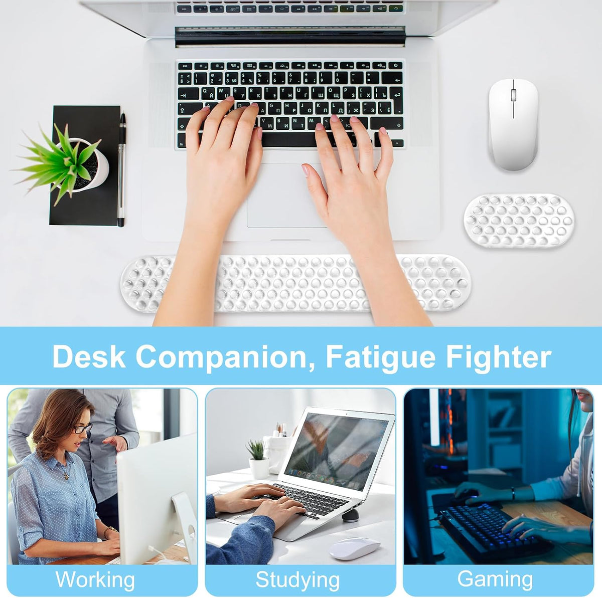 Gel Wrist Rest Support for Mouse Pad&Keyboard Set, Transparent