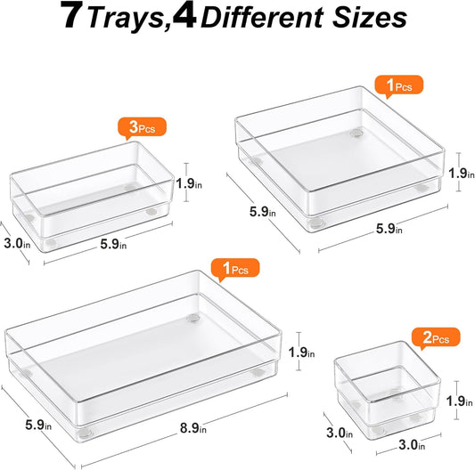 Drawer Organizer, 4-Size Desk Drawer Organizer Trays