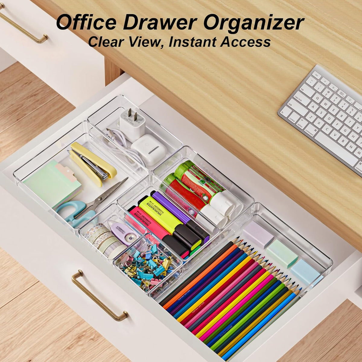 Drawer Organizer, 4-Size Desk Drawer Organizer Trays
