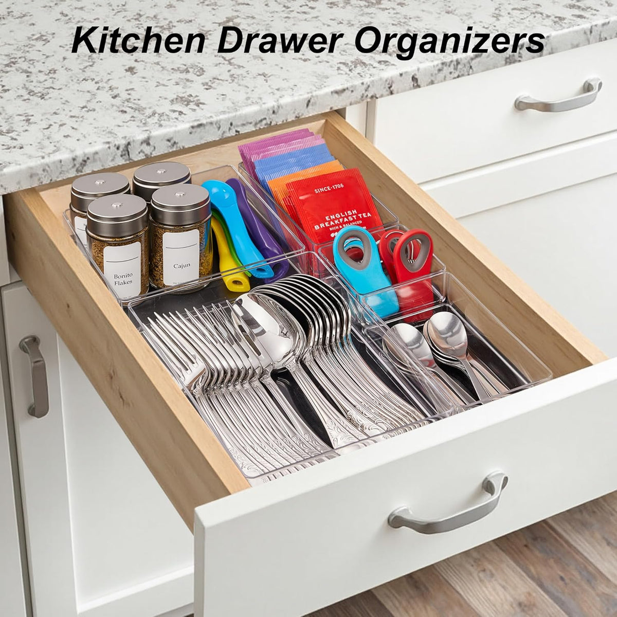 Drawer Organizer, 4-Size Desk Drawer Organizer Trays