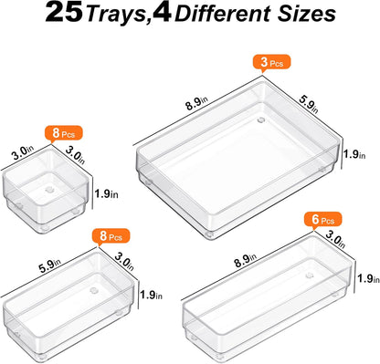 Drawer Organizer, 4-Size Desk Drawer Organizer Trays