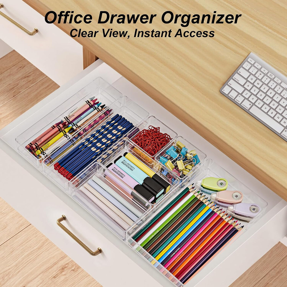 Drawer Organizer, 4-Size Desk Drawer Organizer Trays