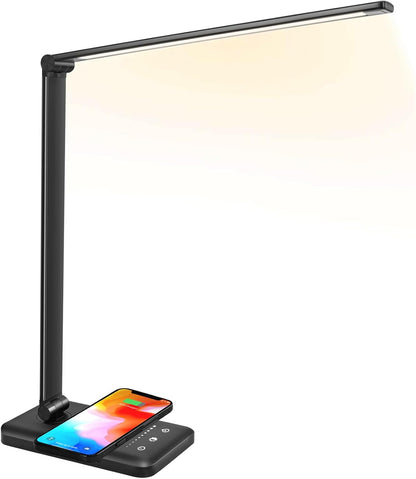 LED Desk Lamp with Wireless Charger, USB Charging Port, Eye Care