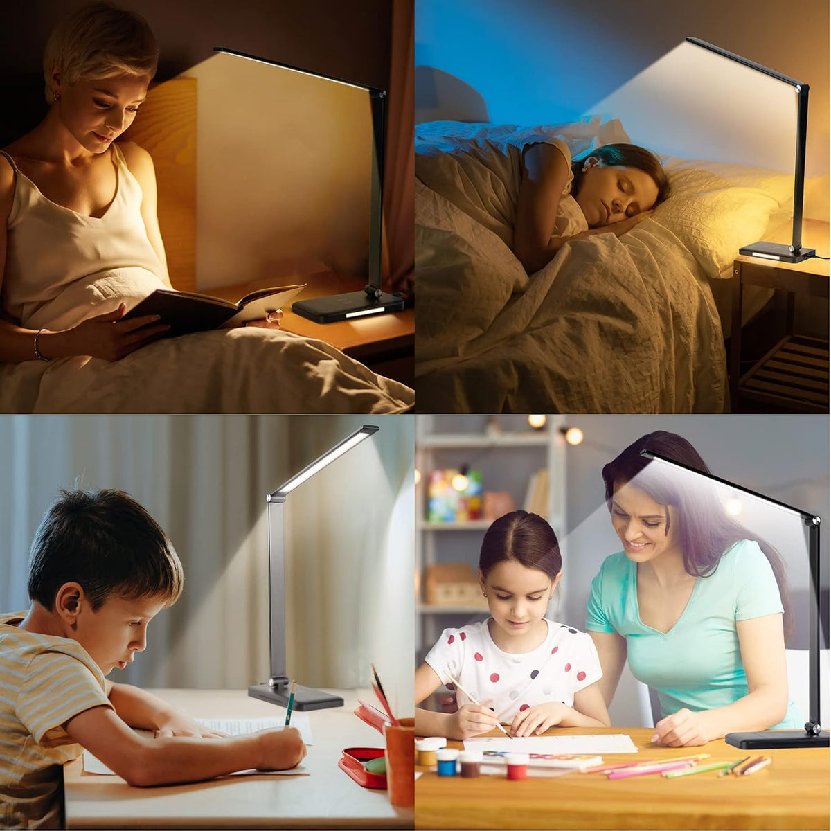 LED Desk Lamp with Wireless Charger, USB Charging Port, Eye Care